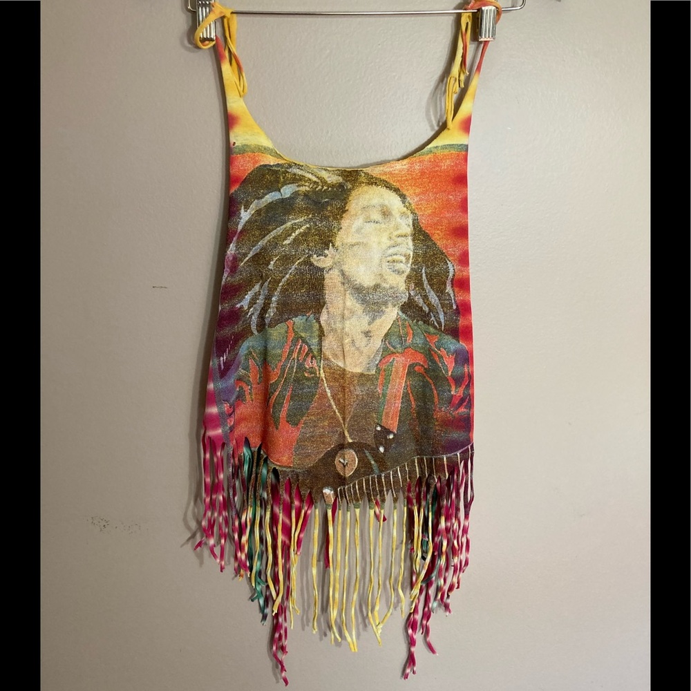 Vintage Bob Marley Tie-Dyed Distressed Halter Top